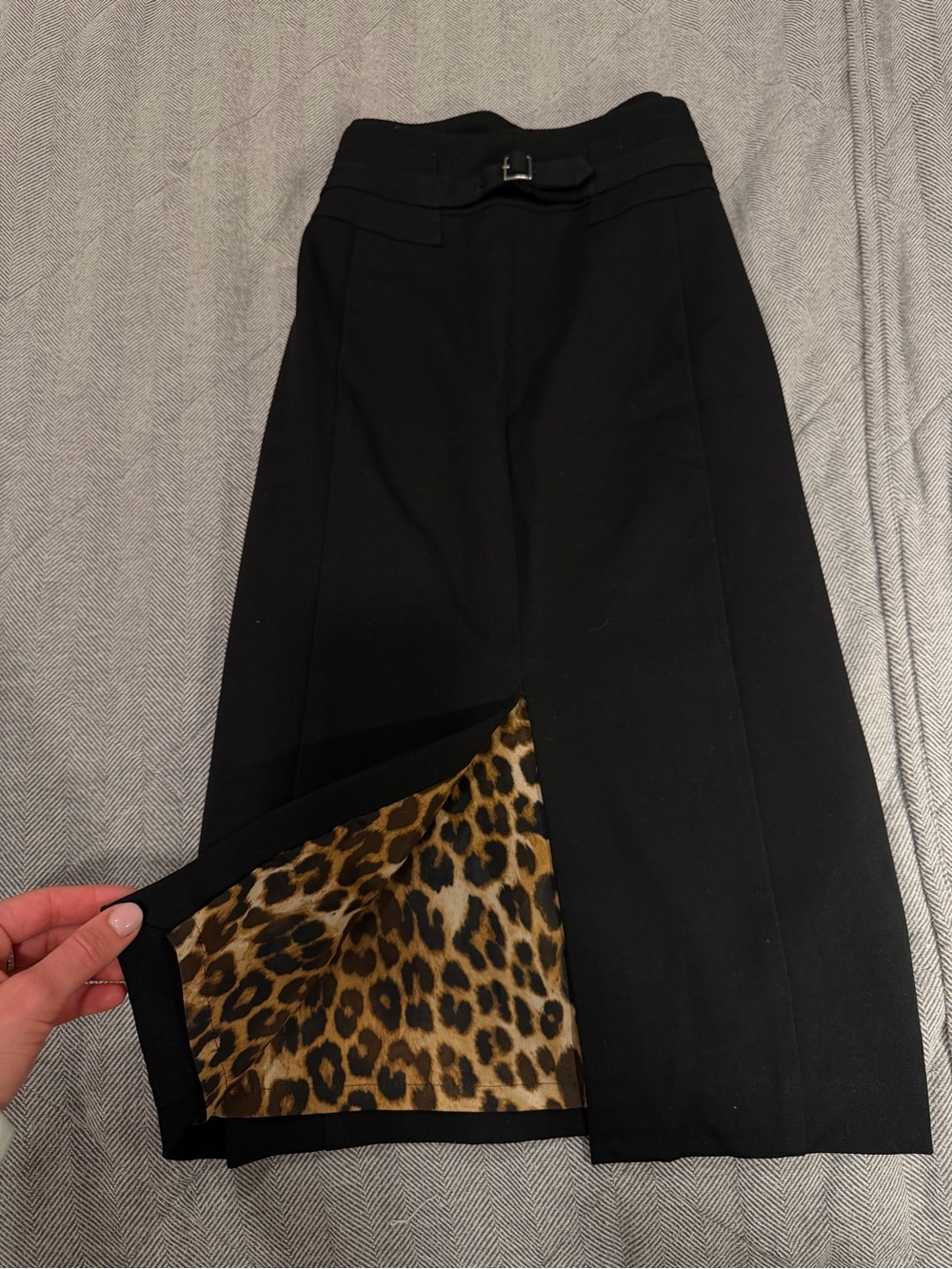 Express Black Pencil Skirt with Leopard-Print Lining